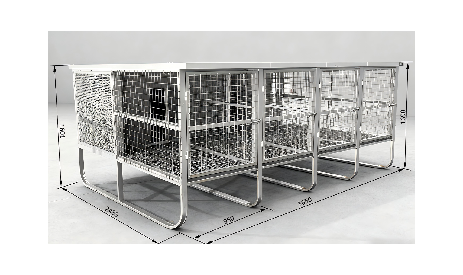 Coolie kennel 4 bay raised with dimensions